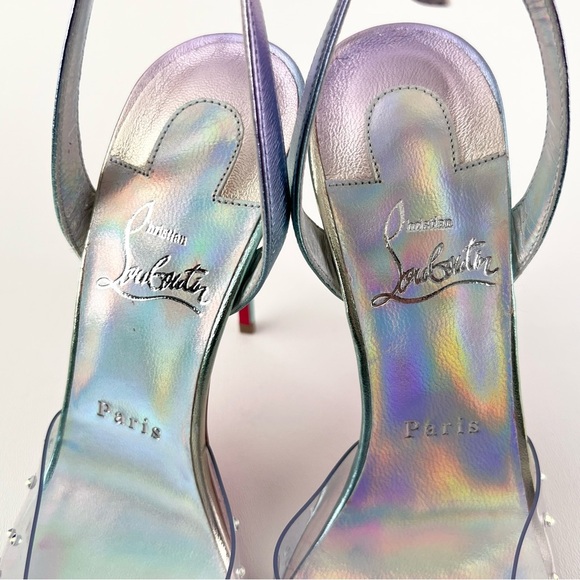 CHRISTIAN LOUBOUTIN | Spikaqueen 100 PVC Crystal Pointed Pumps EU 37.5 US 7.5 - Picture 13 of 16